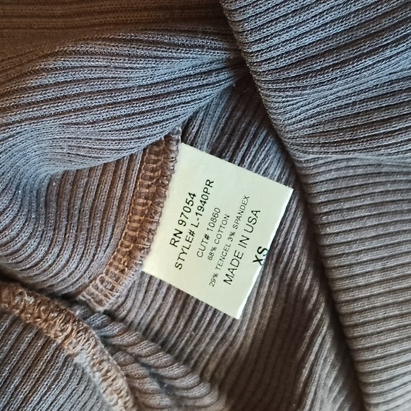 Lanston Coffee Brown Rib Knit Split Seam Straight Leg Pants PP - Picture 3 of 4